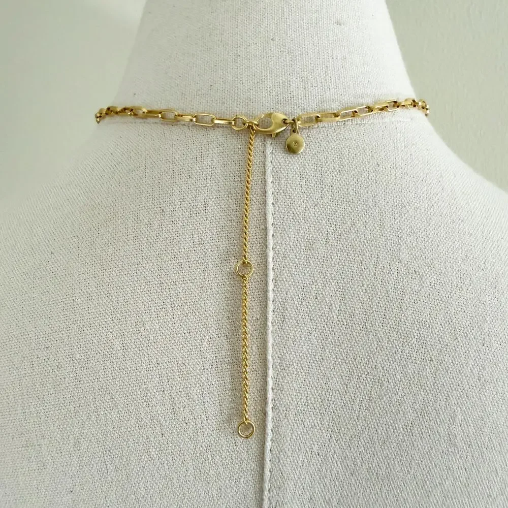 Madewell Gold Chain Necklace with Seashell Charm Adjustable Lobster Claw Clasp